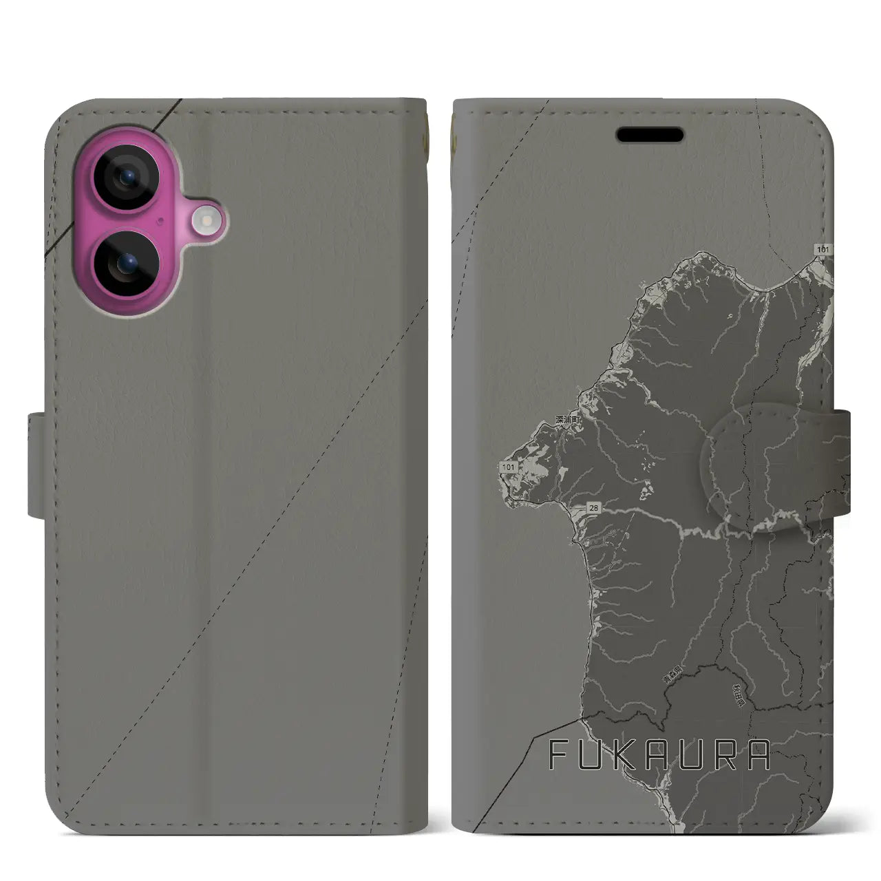 【深浦（青森県）】地図柄iPhoneケース（手帳タイプ）