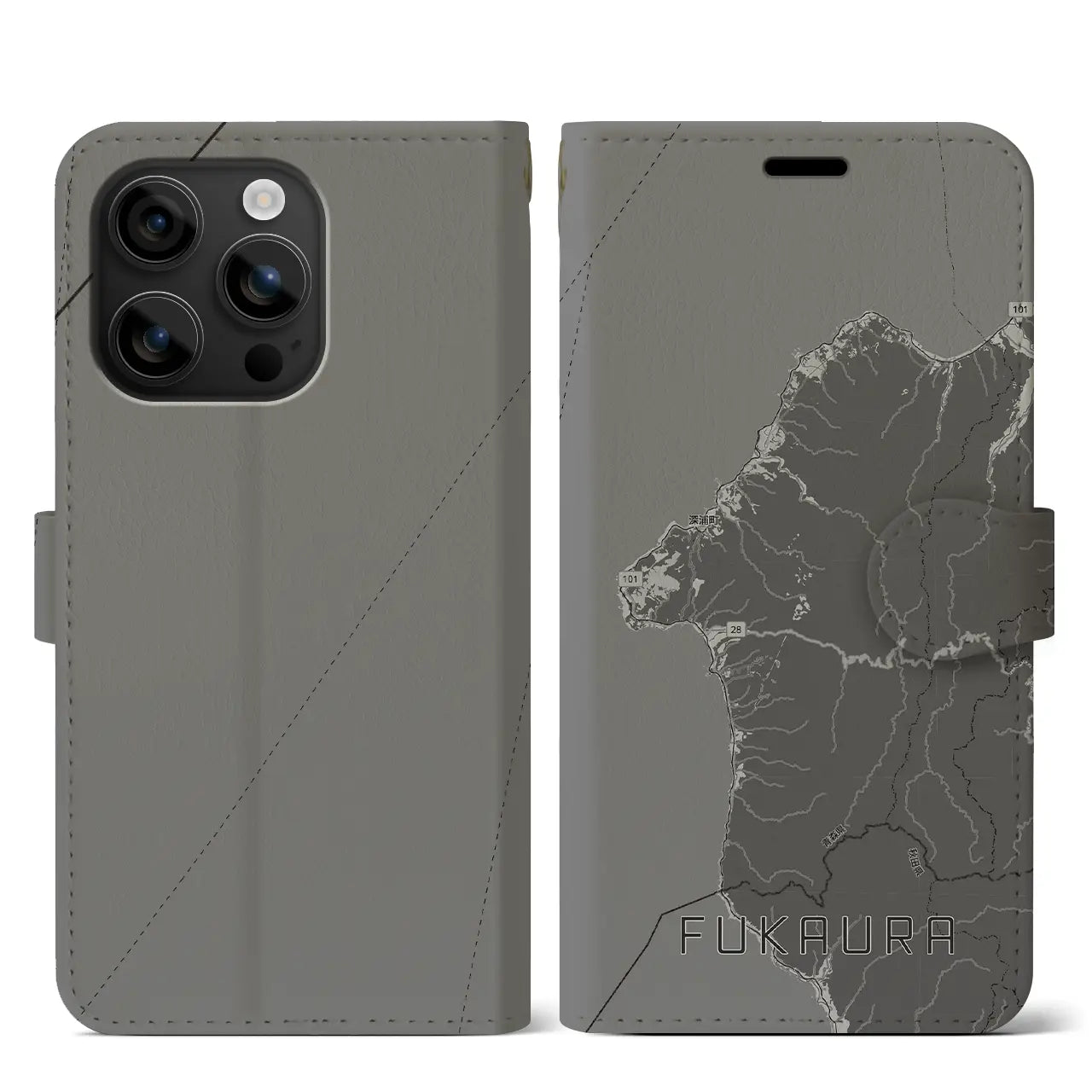 【深浦（青森県）】地図柄iPhoneケース（手帳タイプ）