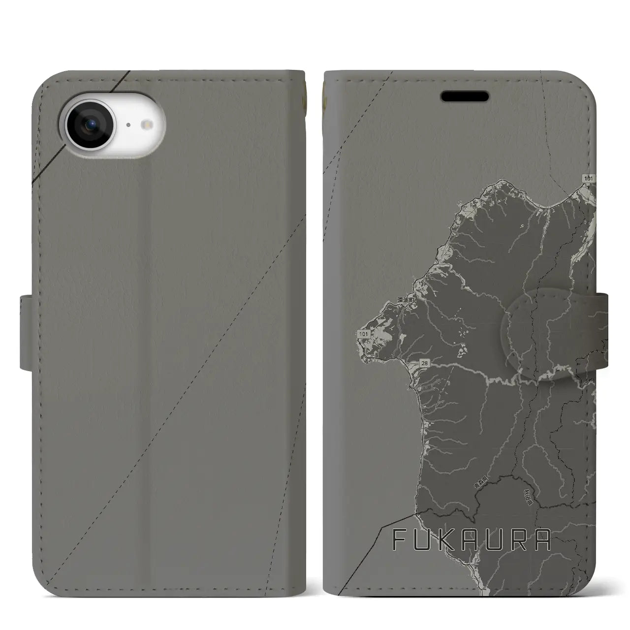 【深浦（青森県）】地図柄iPhoneケース（手帳タイプ）