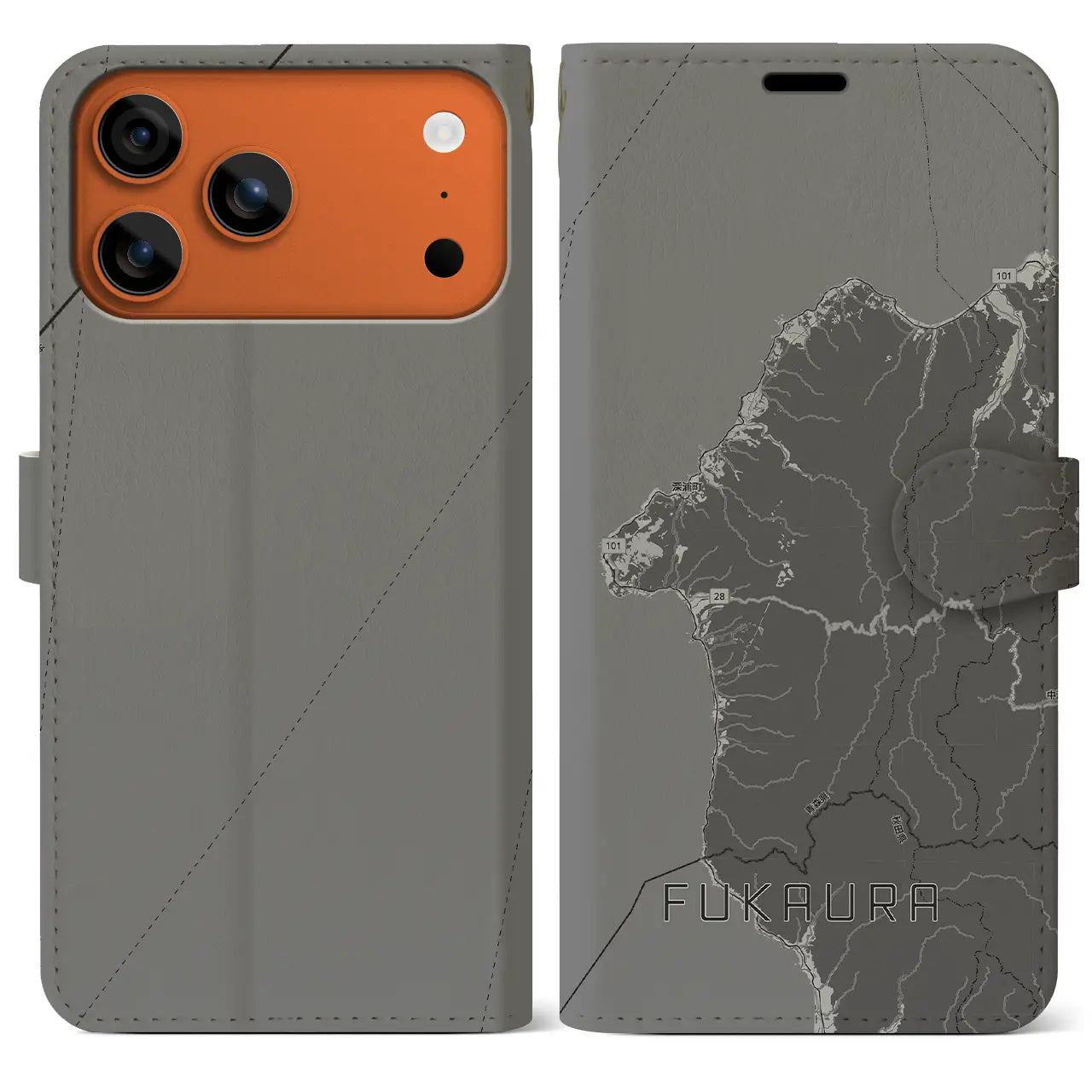 【深浦（青森県）】地図柄iPhoneケース（手帳タイプ）