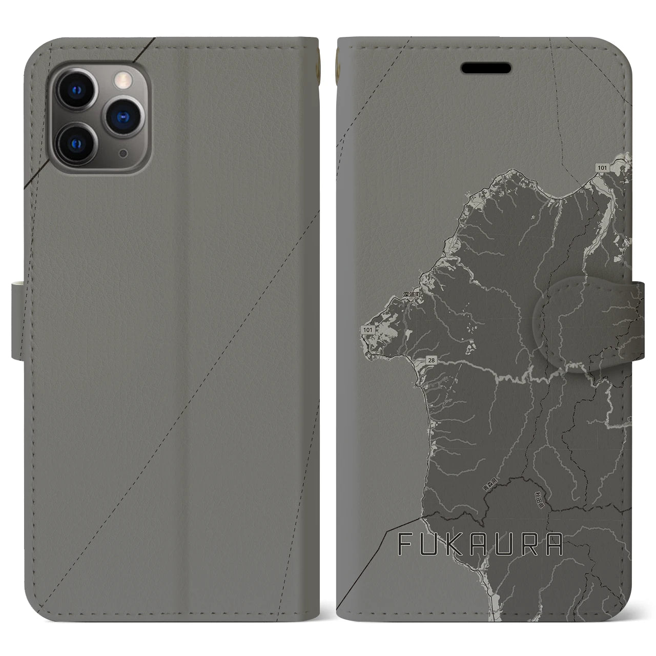 【深浦（青森県）】地図柄iPhoneケース（手帳タイプ）