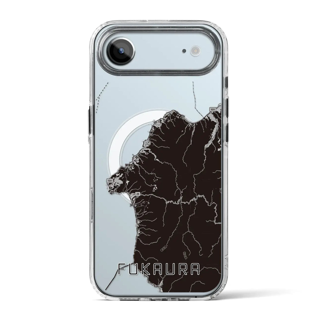 【深浦（青森県）】地図柄iPhoneケース（MagSafeタイプ）モノトーン・iPhone 17 Pro Max 用