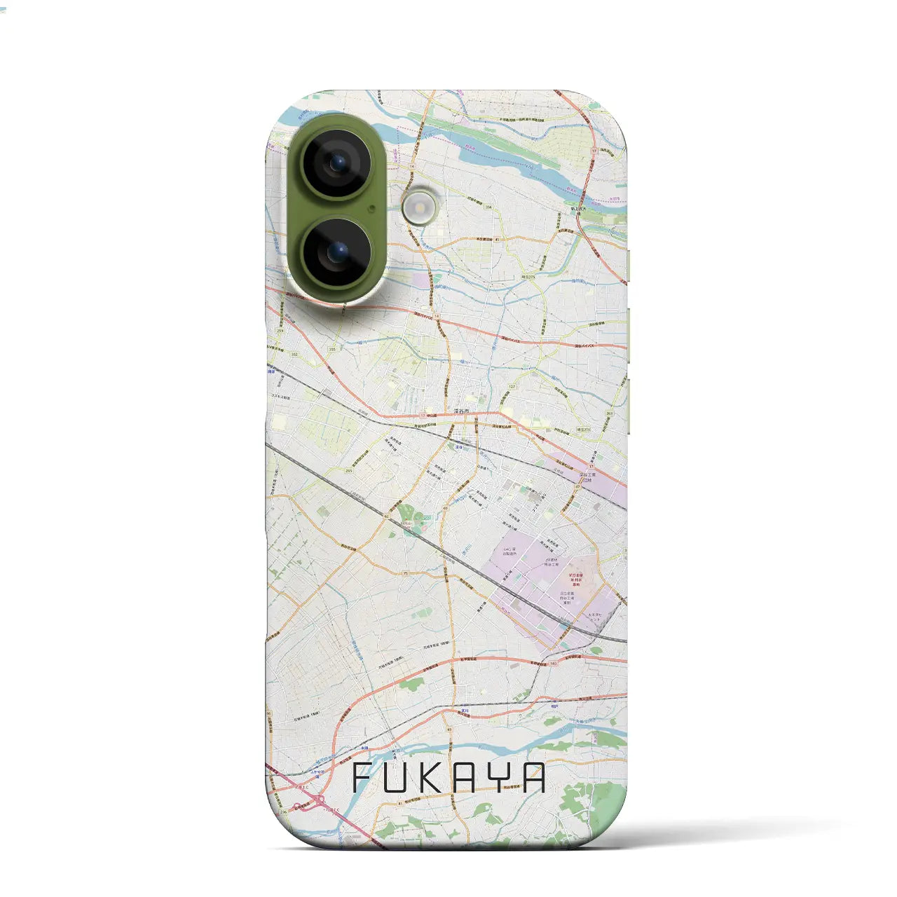 【深谷（埼玉県）】地図柄iPhoneケース（バックカバータイプ）ブラック・iPhone 17 Pro Max 用