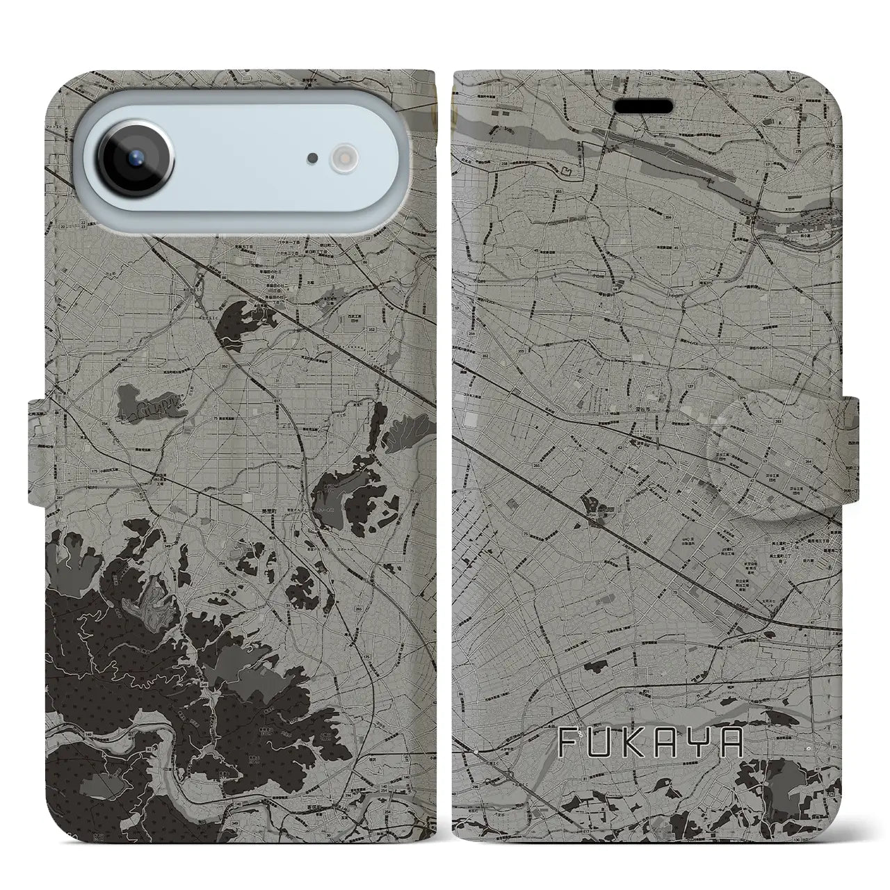 【深谷（埼玉県）】地図柄iPhoneケース（手帳タイプ）