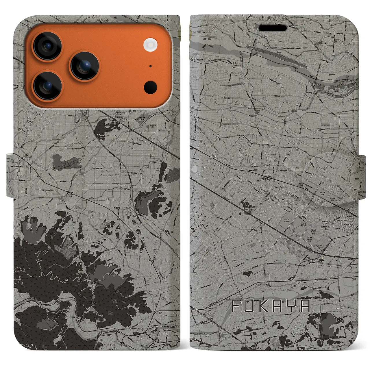 【深谷（埼玉県）】地図柄iPhoneケース（手帳タイプ）