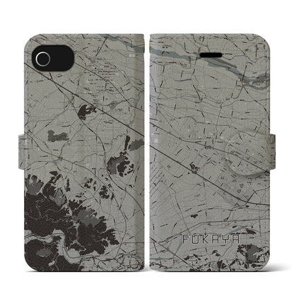 【深谷（埼玉県）】地図柄iPhoneケース（手帳タイプ）モノトーン・iPhone SE（第3 / 第2世代） / 8 / 7 / 6s / 6 用