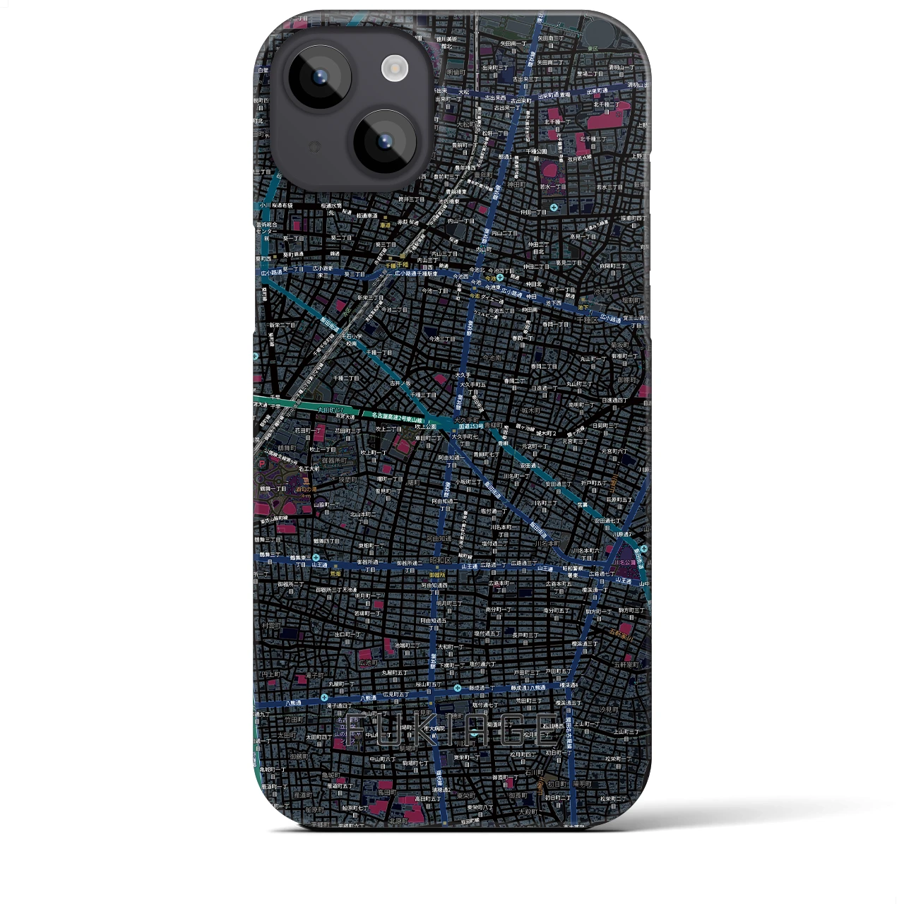 【吹上（愛知県）】地図柄iPhoneケース（バックカバータイプ）