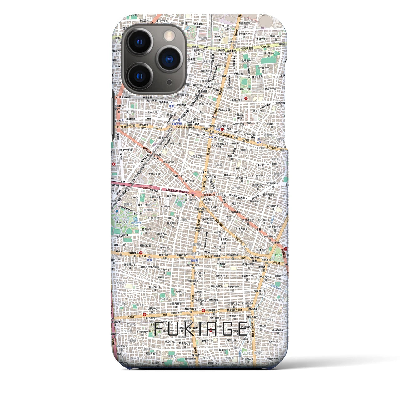 【吹上（愛知県）】地図柄iPhoneケース（バックカバータイプ）