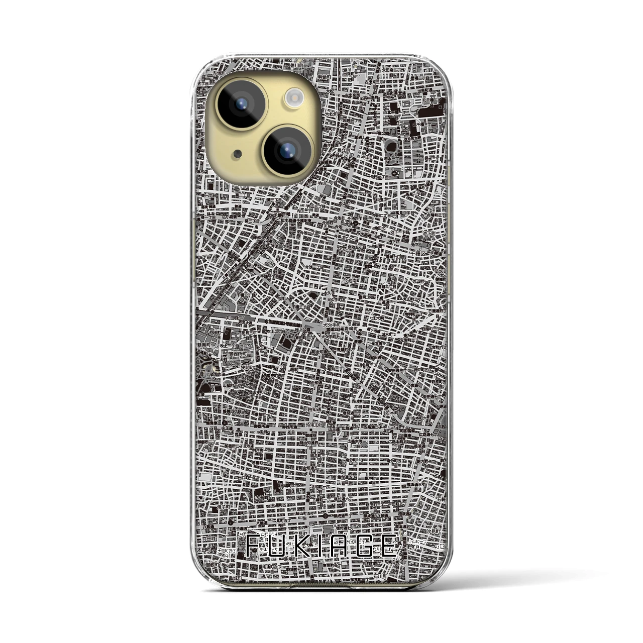 【吹上（愛知県）】地図柄iPhoneケース（クリアタイプ）