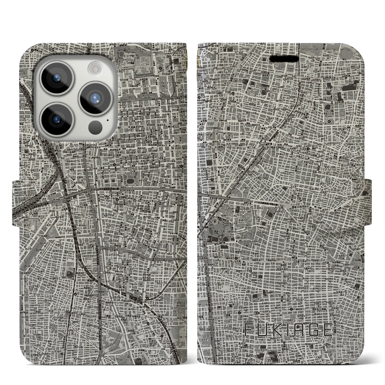 【吹上（愛知県）】地図柄iPhoneケース（手帳タイプ）