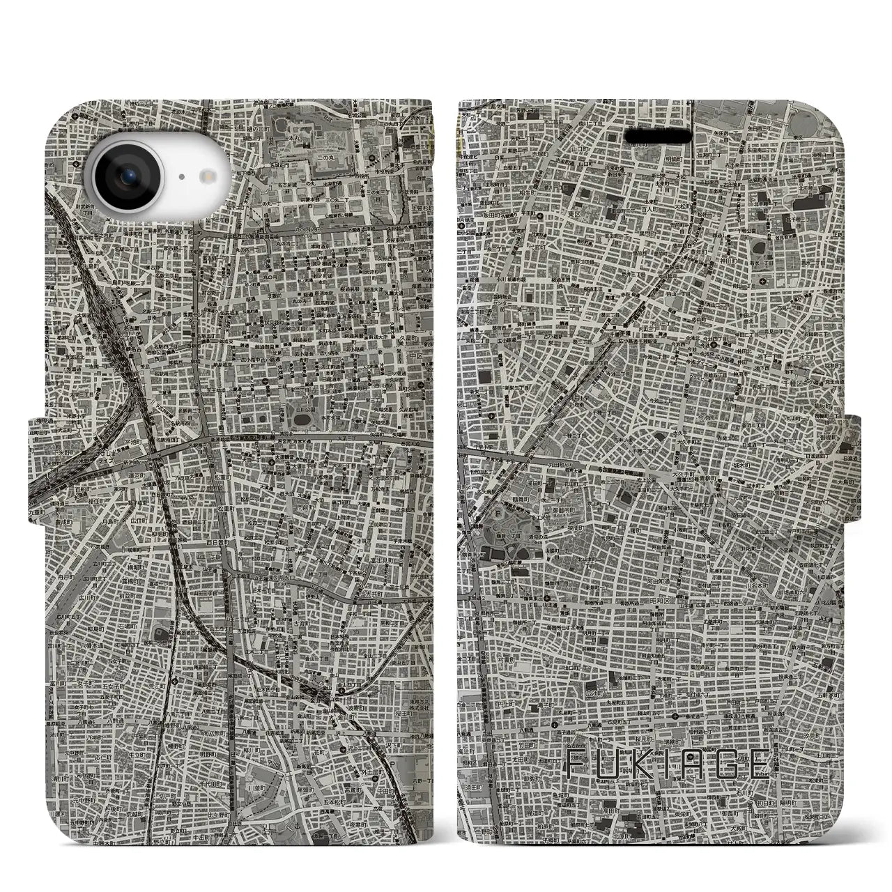 【吹上（愛知県）】地図柄iPhoneケース（手帳タイプ）