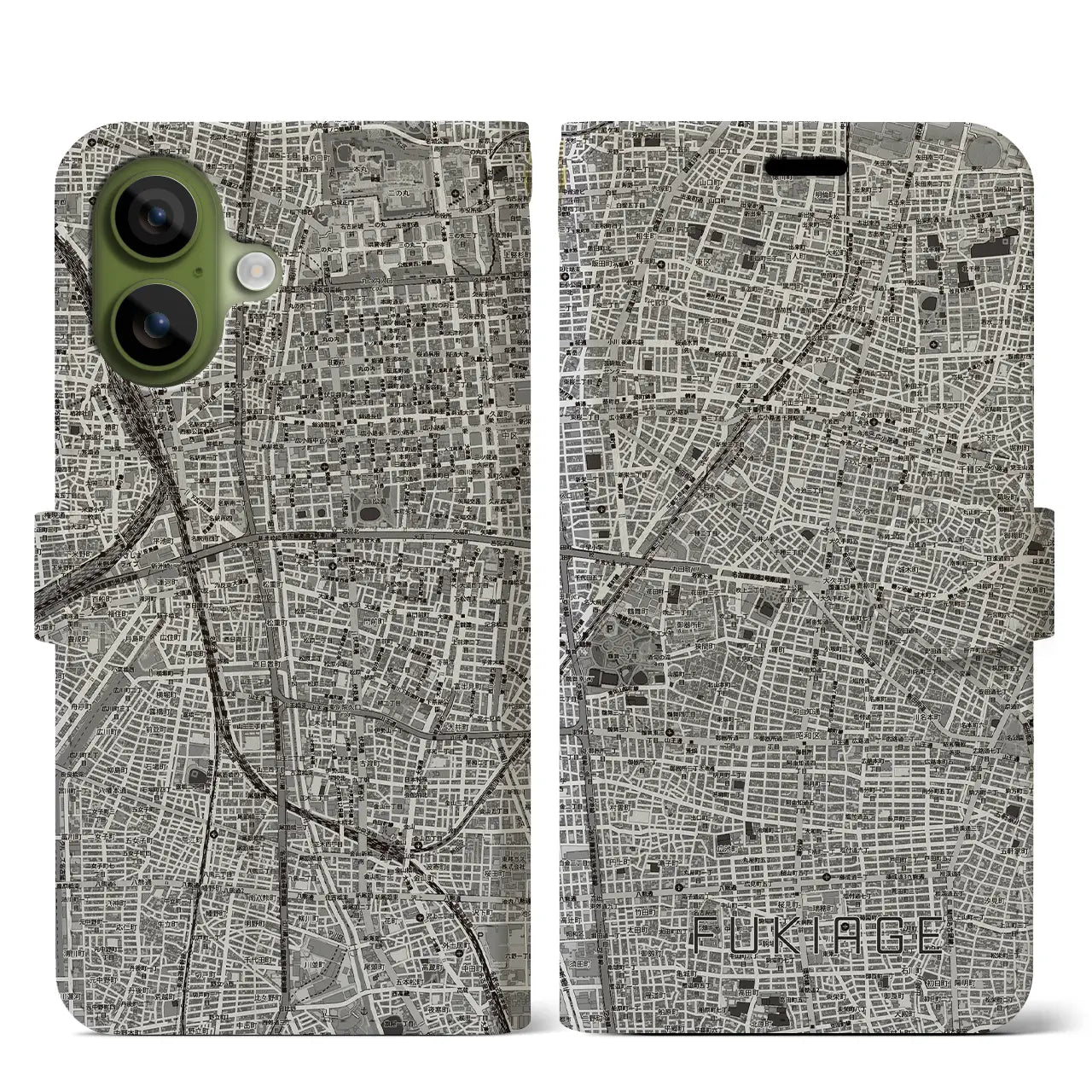 【吹上（愛知県）】地図柄iPhoneケース（手帳タイプ）