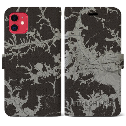 【福知山（京都府）】地図柄iPhoneケース（手帳タイプ）モノトーン・iPhone 11 用