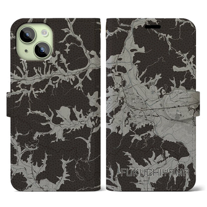 【福知山（京都府）】地図柄iPhoneケース（手帳タイプ）モノトーン・iPhone 15 用