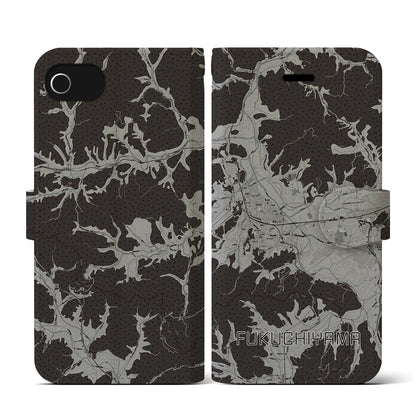 【福知山（京都府）】地図柄iPhoneケース（手帳タイプ）モノトーン・iPhone SE（第3 / 第2世代） / 8 / 7 / 6s / 6 用