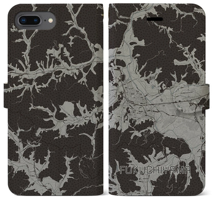【福知山（京都府）】地図柄iPhoneケース（手帳タイプ）モノトーン・iPhone 8Plus /7Plus / 6sPlus / 6Plus 用