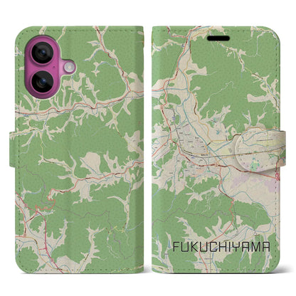 【福知山（京都府）】地図柄iPhoneケース（手帳タイプ）ナチュラル・iPhone 16 Pro 用