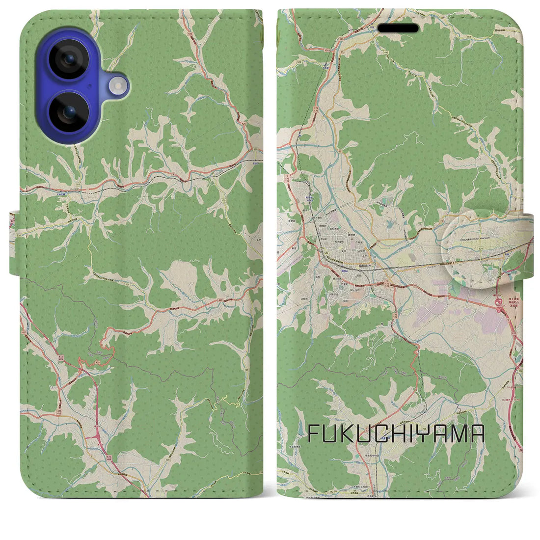 【福知山（京都府）】地図柄iPhoneケース（手帳タイプ）ナチュラル・iPhone 16 Pro Max 用