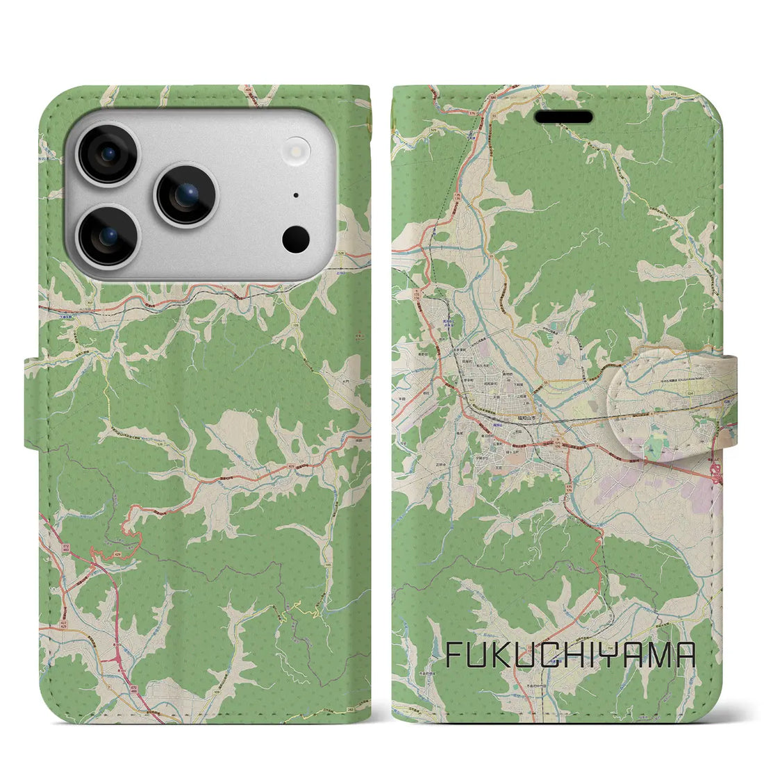 【福知山(京都府)】地図柄iPhoneケース(手帳タイプ)モノトーン・iPhone 17 Pro Max 用