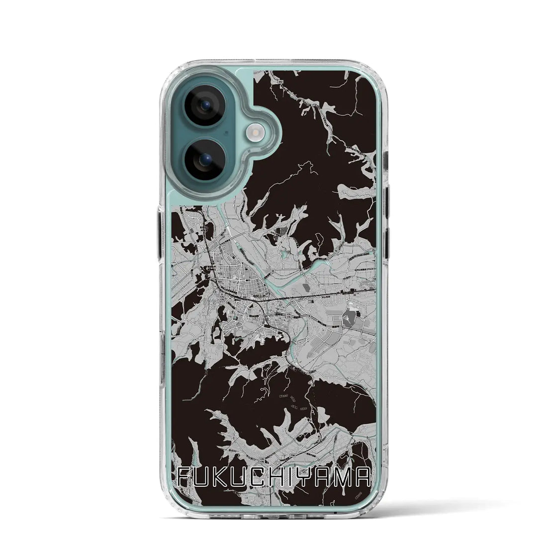 【福知山（京都府）】地図柄iPhoneケース（MagSafeタイプ）モノトーン・iPhone 16 Pro 用