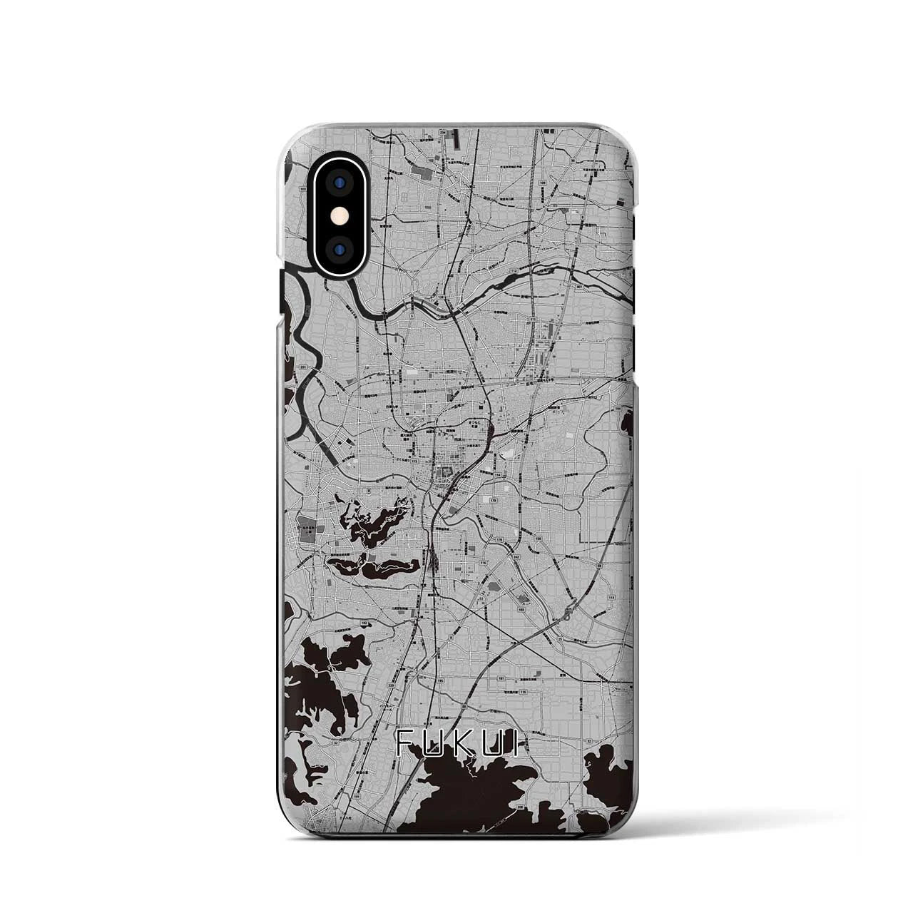 【福井（福井県）】地図柄iPhoneケース（クリアタイプ）モノトーン・iPhone XS / X 用