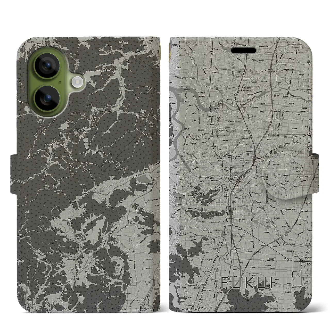 【福井（福井県）】地図柄iPhoneケース（手帳タイプ）