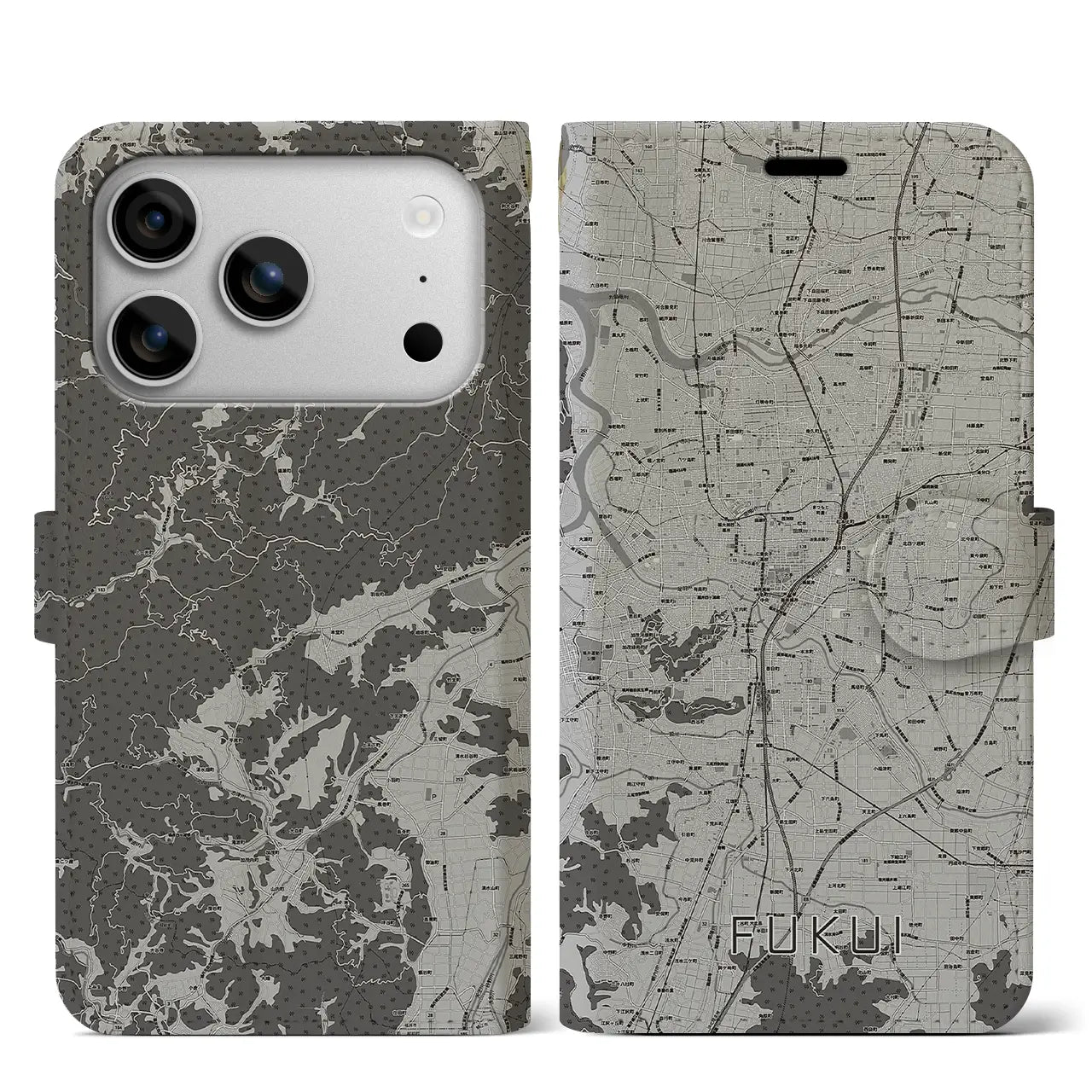 【福井（福井県）】地図柄iPhoneケース（手帳タイプ）