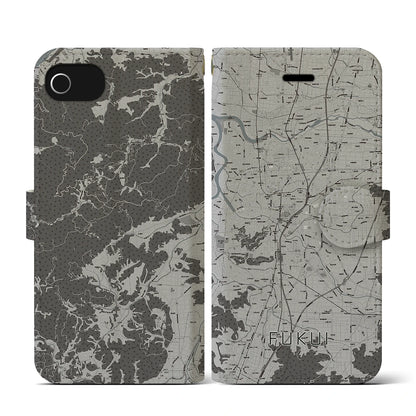 【福井（福井県）】地図柄iPhoneケース（手帳タイプ）モノトーン・iPhone SE（第3 / 第2世代） / 8 / 7 / 6s / 6 用