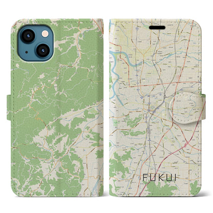 【福井（福井県）】地図柄iPhoneケース（手帳タイプ）ナチュラル・iPhone 13 用
