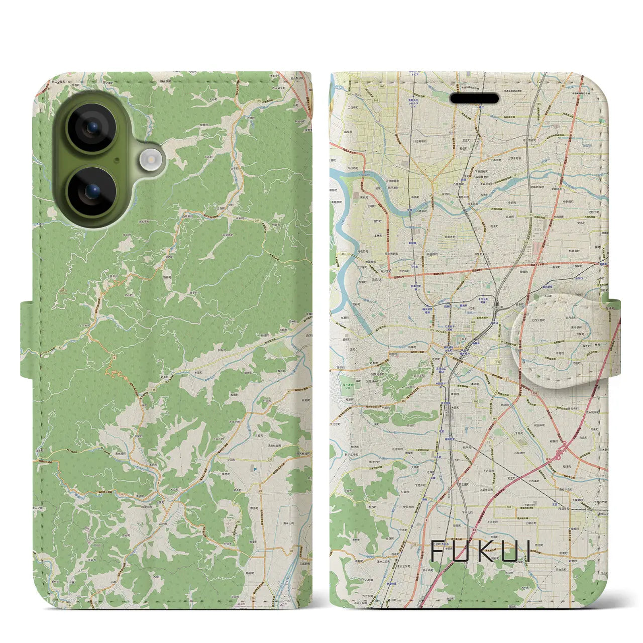 【福井（福井県）】地図柄iPhoneケース（手帳タイプ）