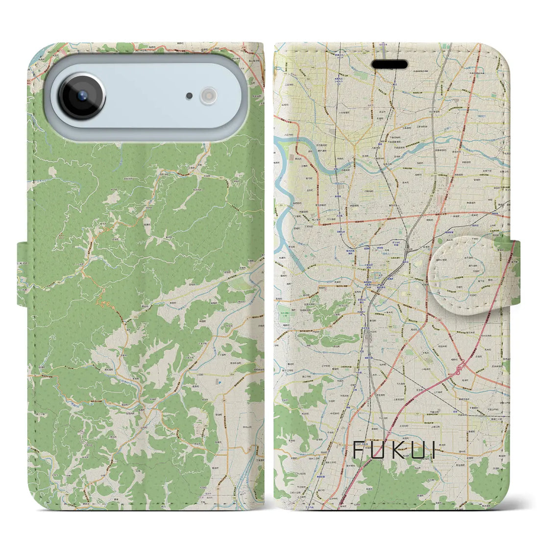【福井（福井県）】地図柄iPhoneケース（手帳タイプ）モノトーン・iPhone 17 Pro Max 用