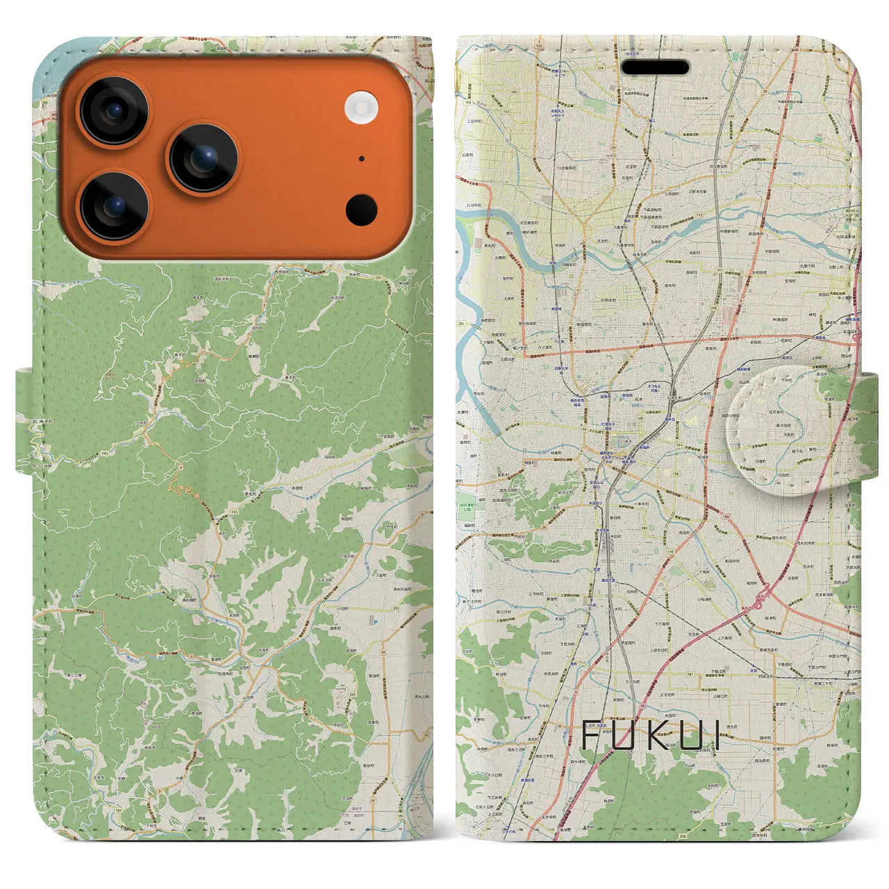 【福井（福井県）】地図柄iPhoneケース（手帳タイプ）