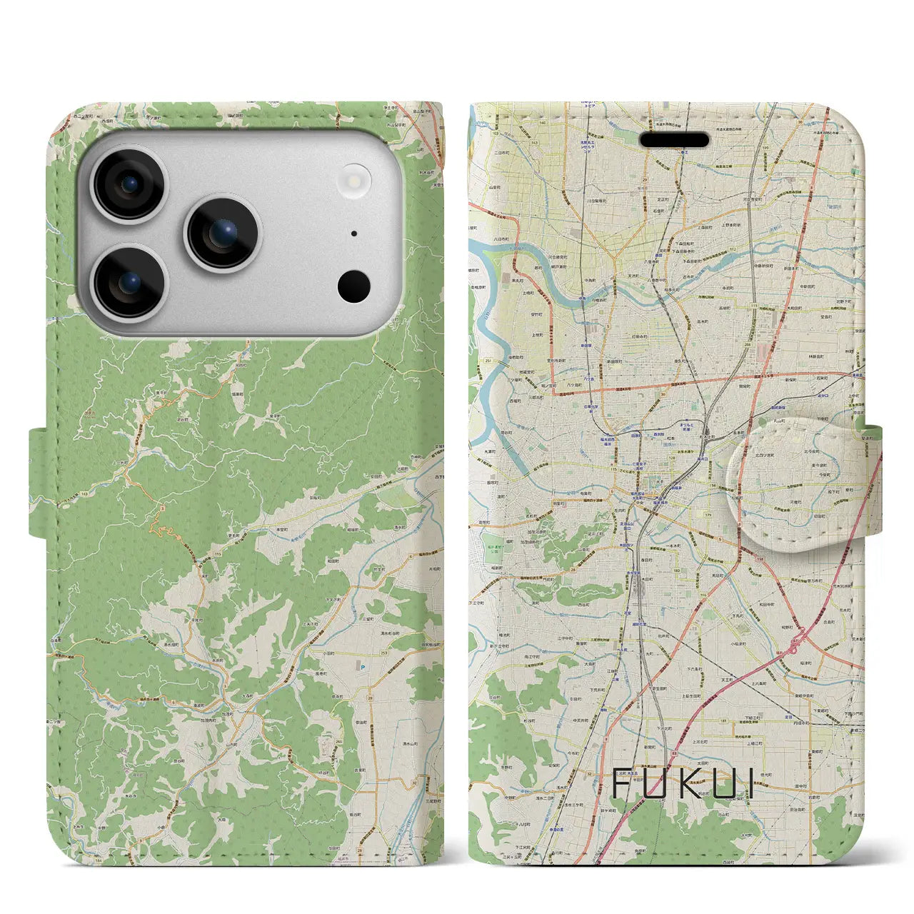 【福井（福井県）】地図柄iPhoneケース（手帳タイプ）
