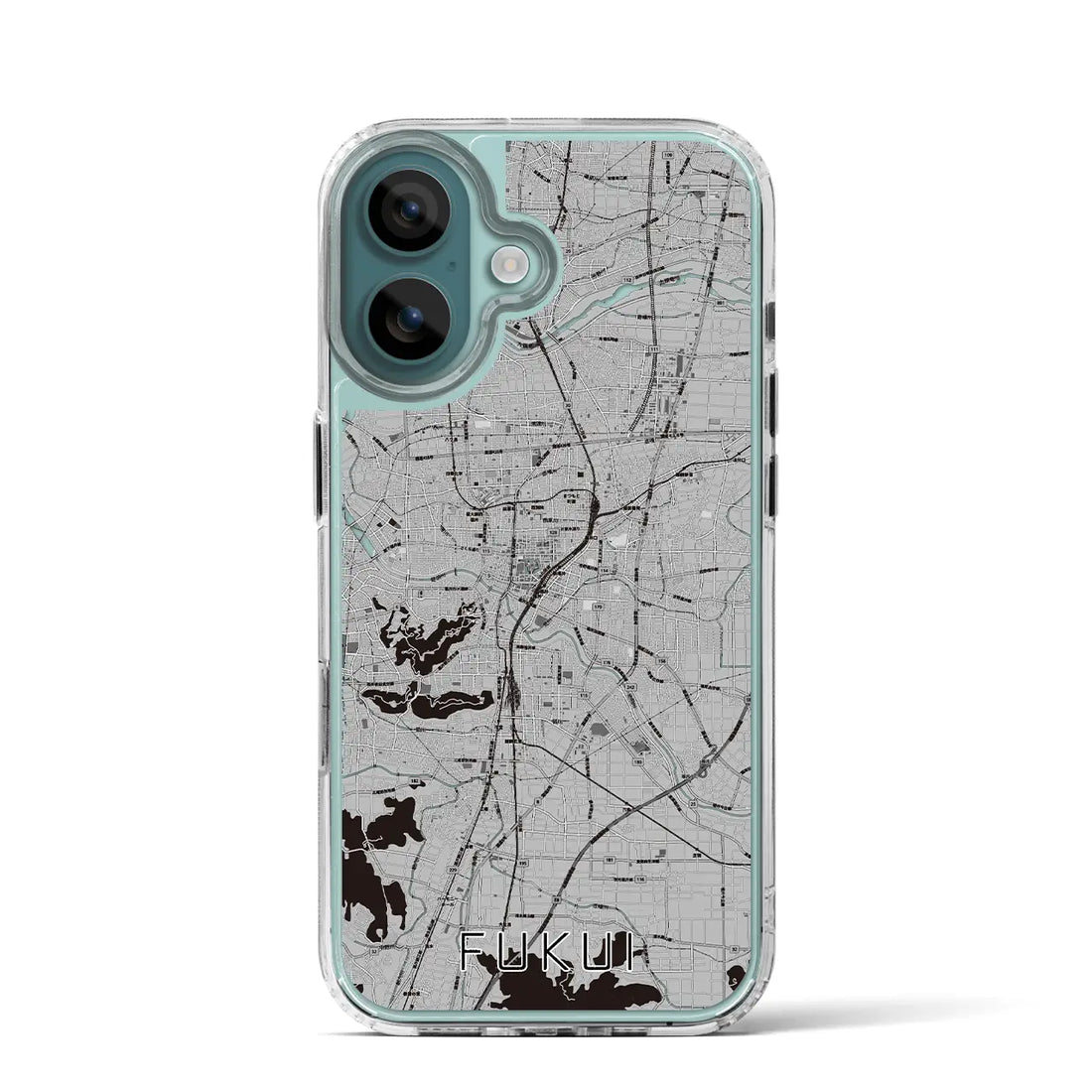 【福井(福井県)】地図柄iPhoneケース(MagSafeタイプ)モノトーン・iPhone 16 Pro 用