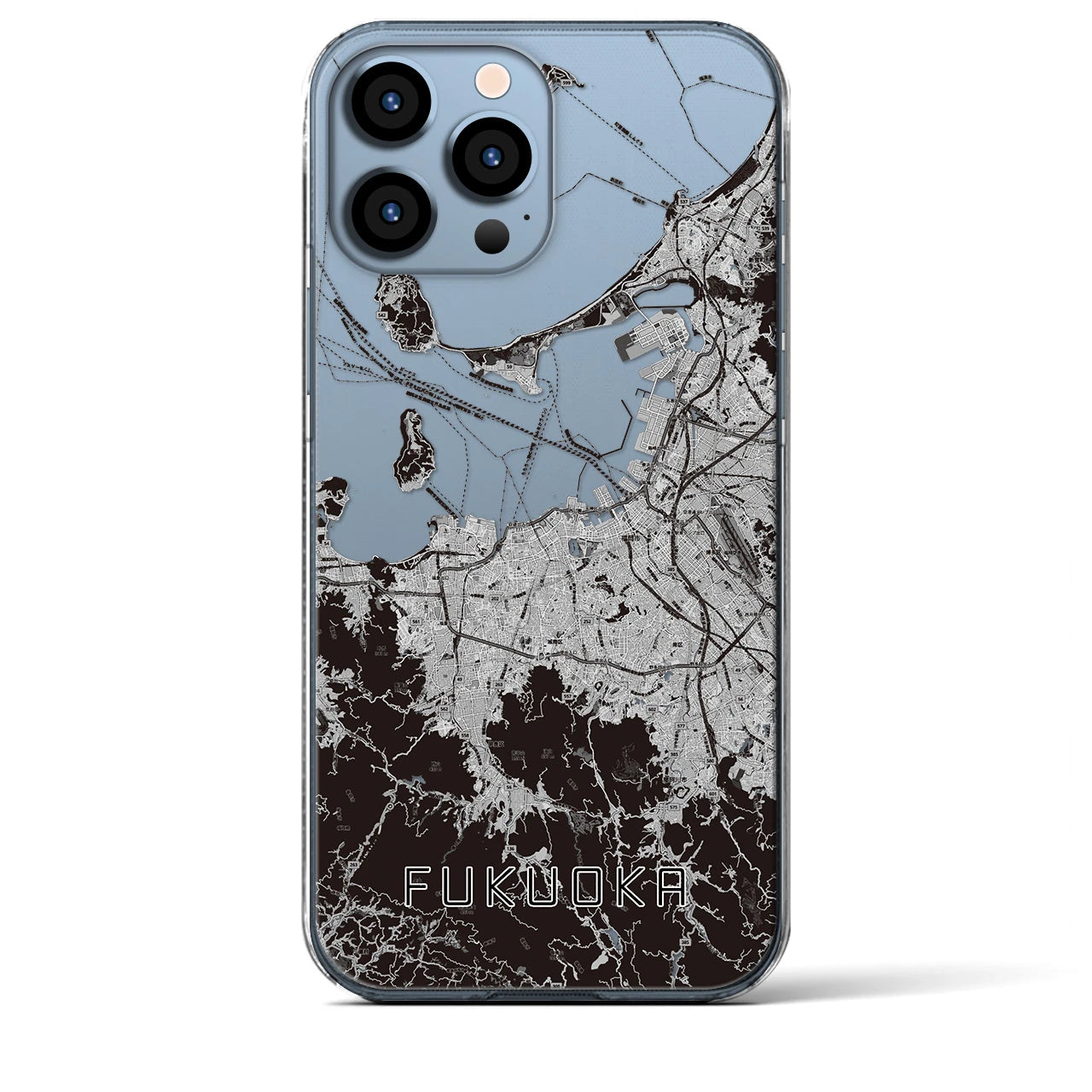 【福岡（福岡県）】地図柄iPhoneケース（クリアタイプ）