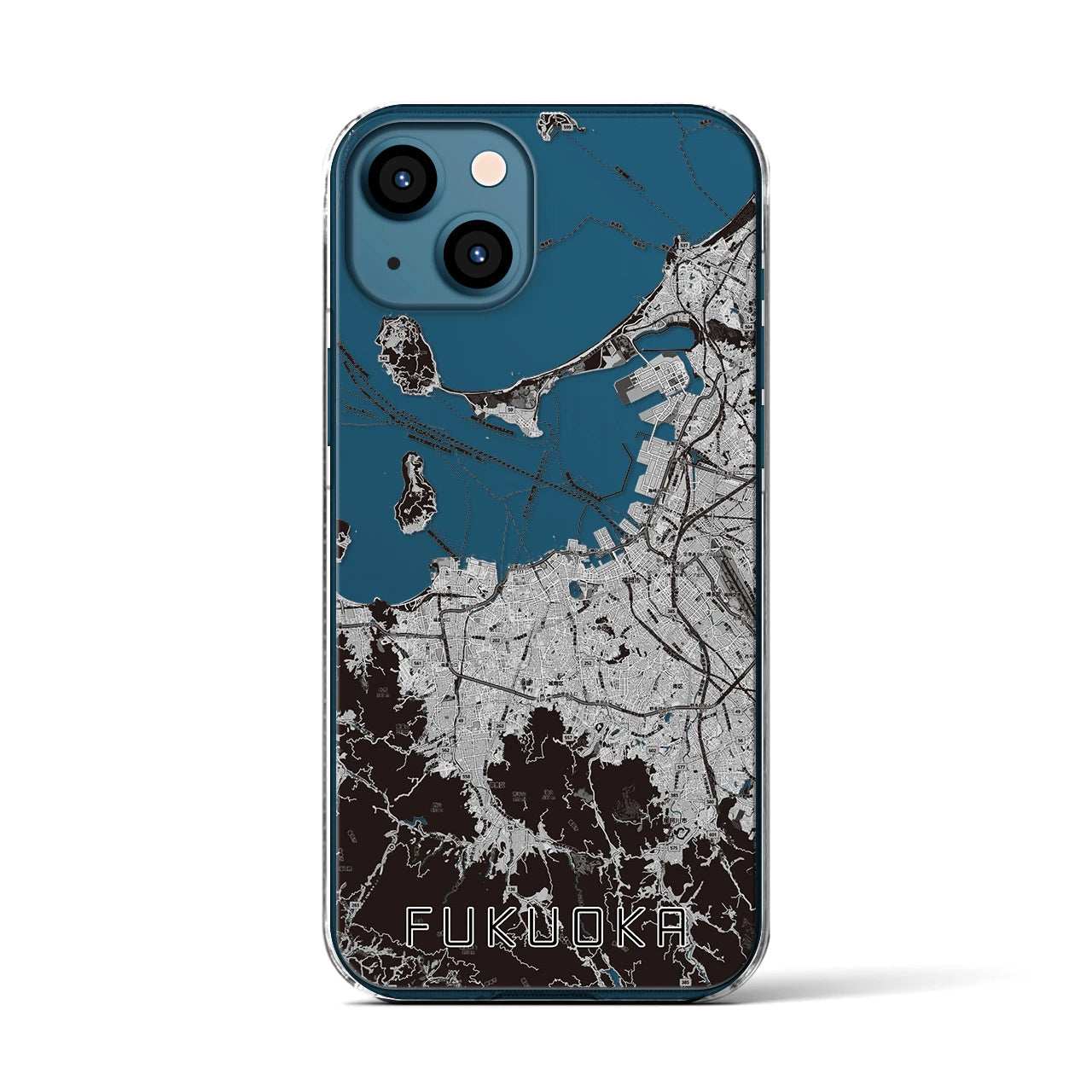 【福岡（福岡県）】地図柄iPhoneケース（クリアタイプ）