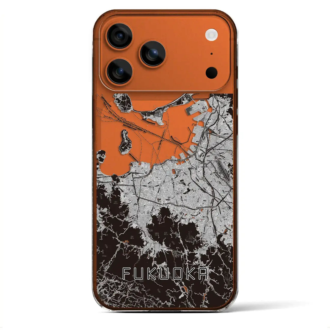 【福岡（福岡県）】地図柄iPhoneケース（クリアタイプ）モノトーン・iPhone 17 Pro Max 用