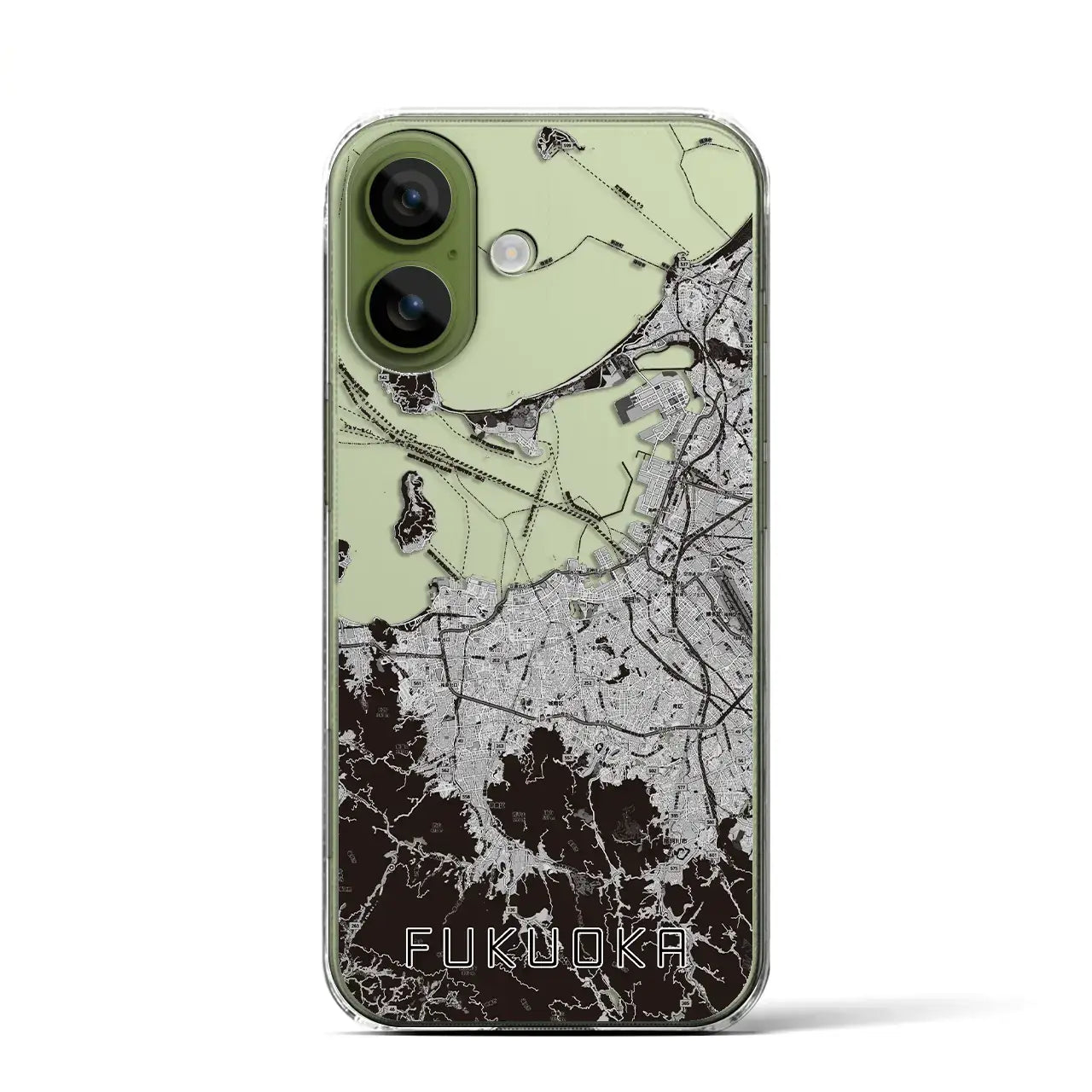 【福岡（福岡県）】地図柄iPhoneケース（クリアタイプ）