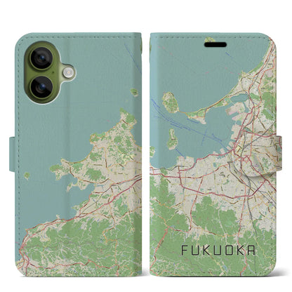 【福岡（福岡県）】地図柄iPhoneケース（手帳タイプ）