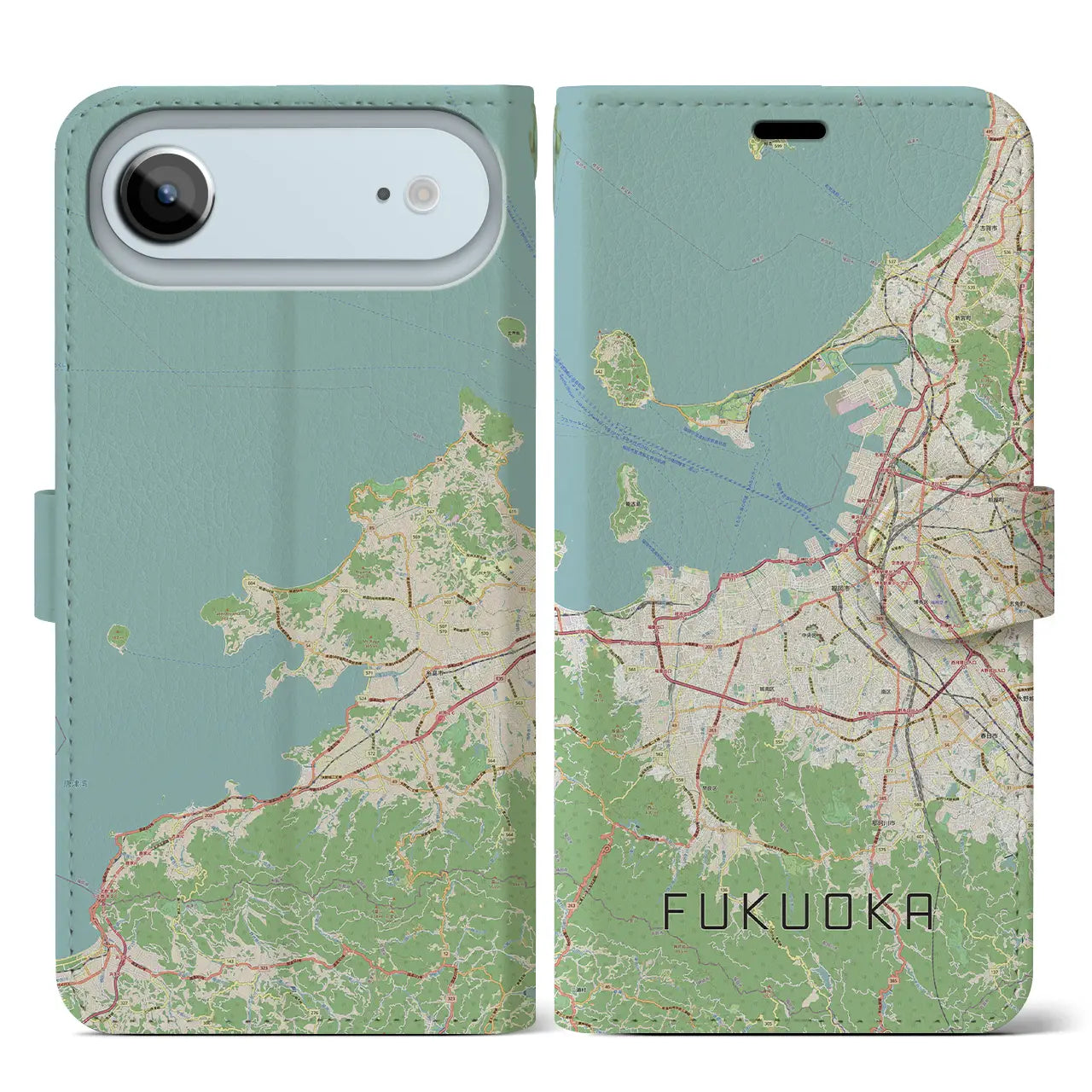 【福岡（福岡県）】地図柄iPhoneケース（手帳タイプ）