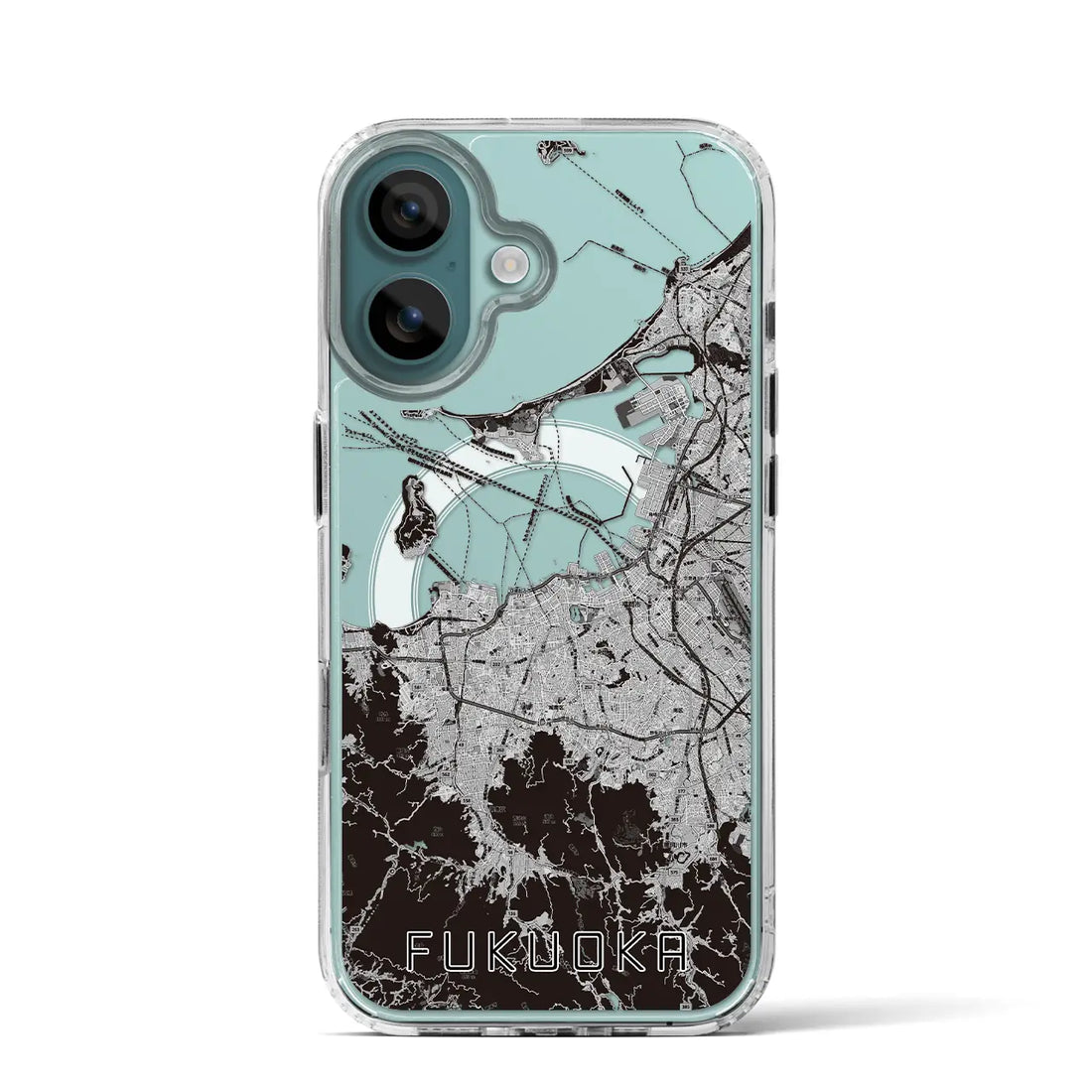 【福岡（福岡県）】地図柄iPhoneケース（MagSafeタイプ）モノトーン・iPhone 16 Pro 用