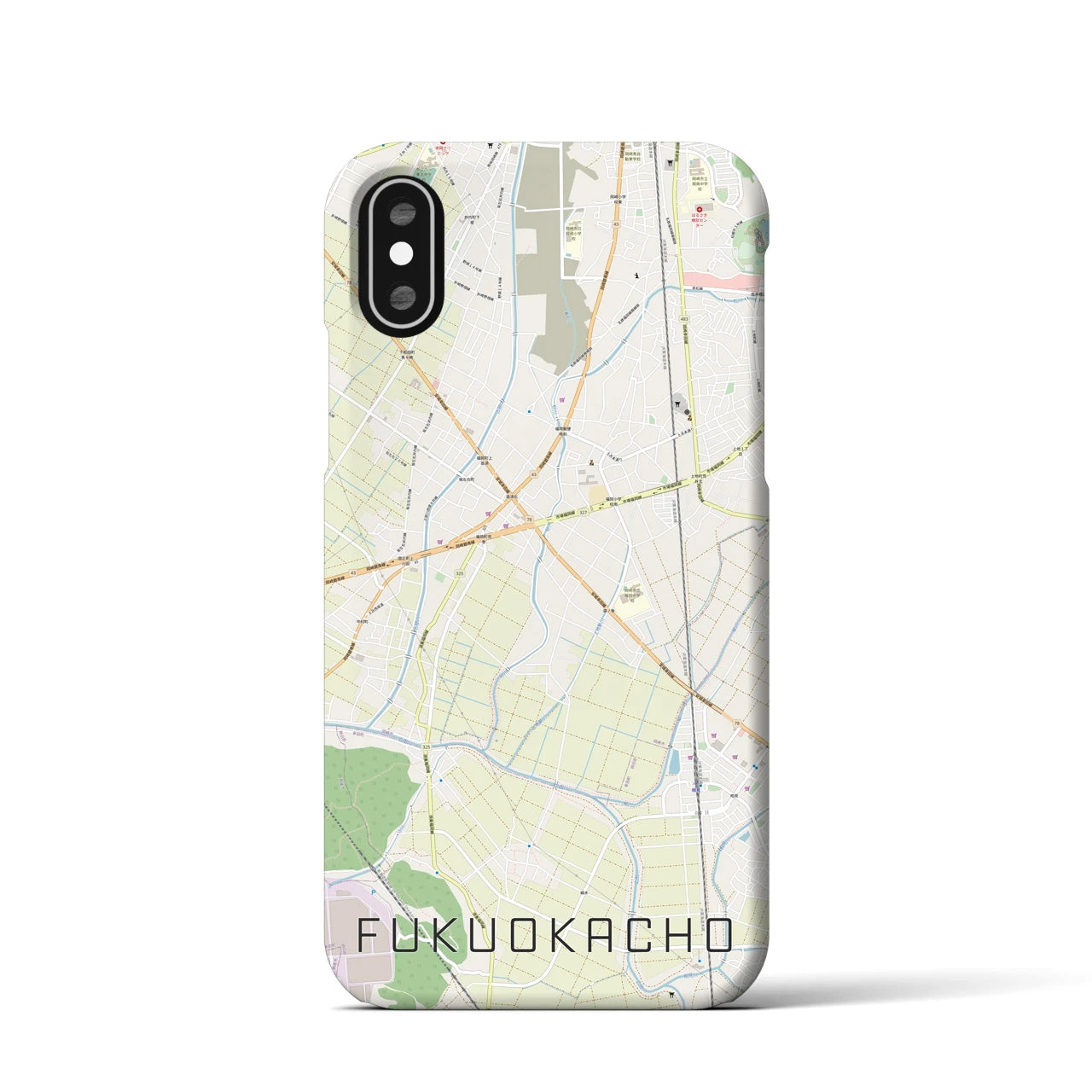 【福岡町（愛知県）】地図柄iPhoneケース（バックカバータイプ）