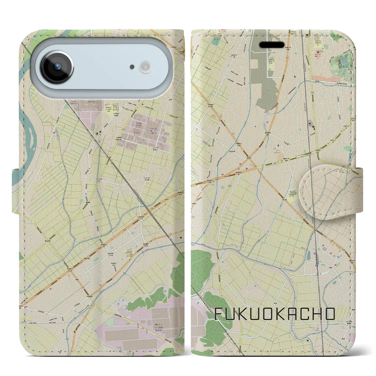 【福岡町（愛知県）】地図柄iPhoneケース（手帳タイプ）