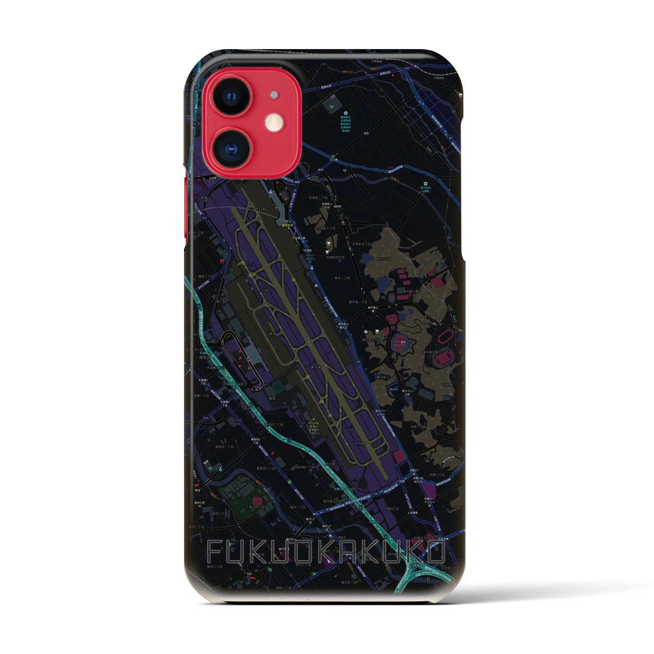 【福岡空港（福岡県）】地図柄iPhoneケース（バックカバータイプ）