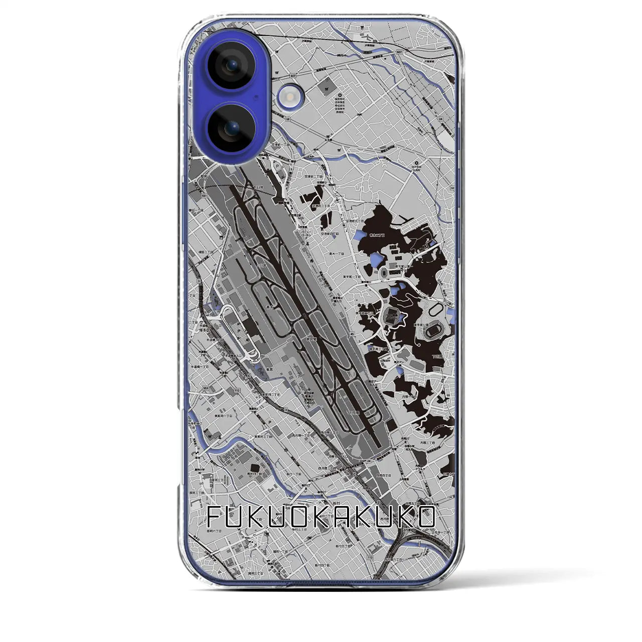 【福岡空港（福岡県）】地図柄iPhoneケース（クリアタイプ）