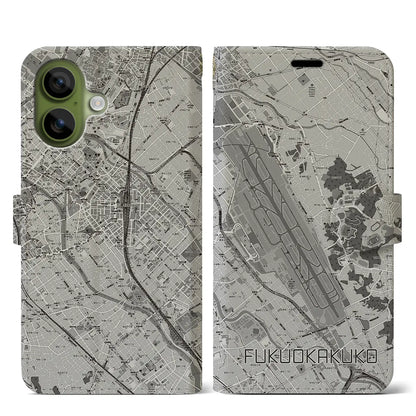 【福岡空港（福岡県）】地図柄iPhoneケース（手帳タイプ）