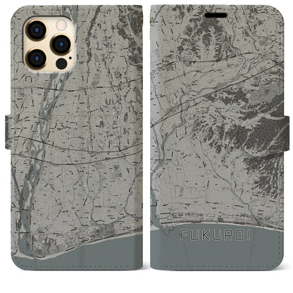 【袋井（静岡県）】地図柄iPhoneケース（手帳タイプ）モノトーン・iPhone 12 Pro Max 用