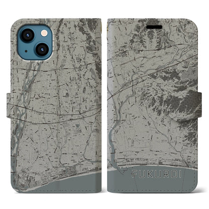 【袋井（静岡県）】地図柄iPhoneケース（手帳タイプ）モノトーン・iPhone 13 用