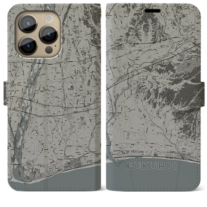 【袋井（静岡県）】地図柄iPhoneケース（手帳タイプ）モノトーン・iPhone 14 Pro Max 用