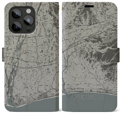 【袋井（静岡県）】地図柄iPhoneケース（手帳タイプ）モノトーン・iPhone 15 Pro Max 用